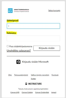 Sähköposti ja salasana -kentät