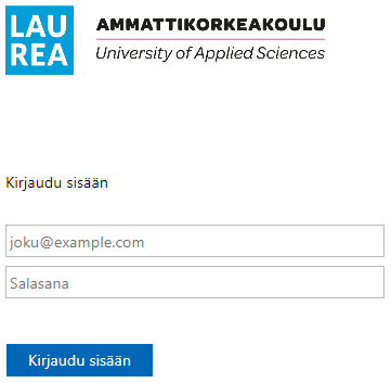 Laurean käyttäjätunnus ja salasana kentät