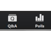 Kuvassa Q&A ja Polls -painikkeet