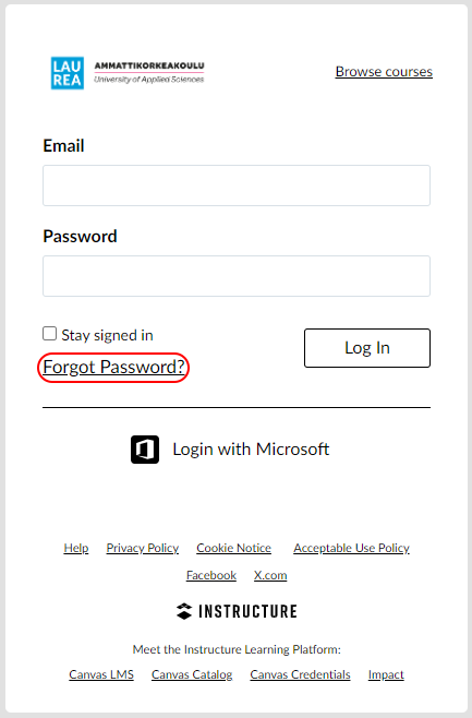 Login window with "Forgot your password?" highlighted