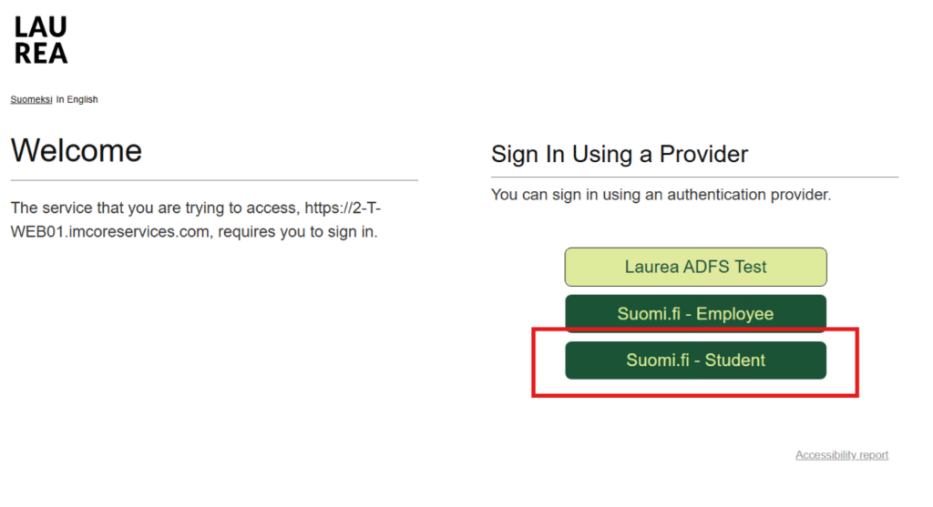 IAM-portal login page