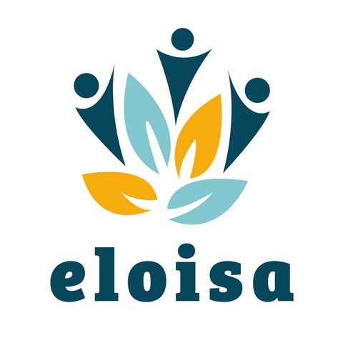 Logo, jossa on kolme tyyliteltyä ihmishahmoa ja lehtiä sekä teksti 'eloisa'.
